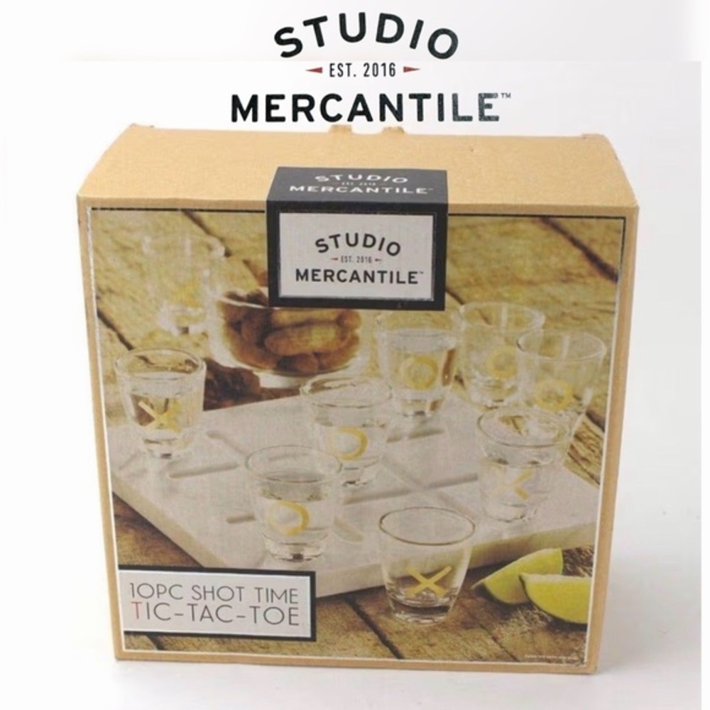 STUDIO MERCANTILE Gold-Accented Tic-Tac-Toe Shots Game, Created for Macy's